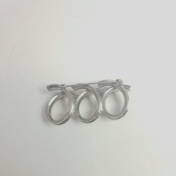 Vintage Spiral Silver Tone Brooch, Retro Minimalist Design Lapel Pin, Unisex - Picture 2 of 4